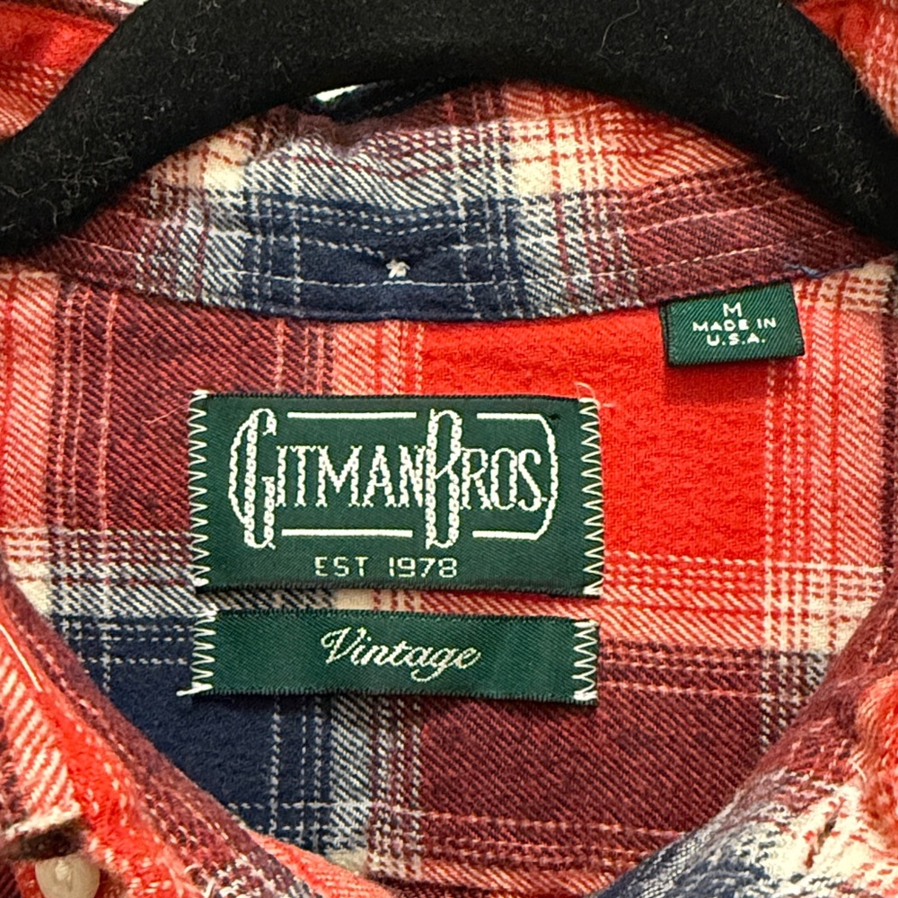 Gitman Bros - Red and Navy Plaid Button Down Shirt - M - Picture 2 of 9